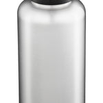 Klean Kanteen Wide 64oz / 1900ml with Wide Loop Cap, stainless steel reusable bottle with a black loop cap lid on a white background