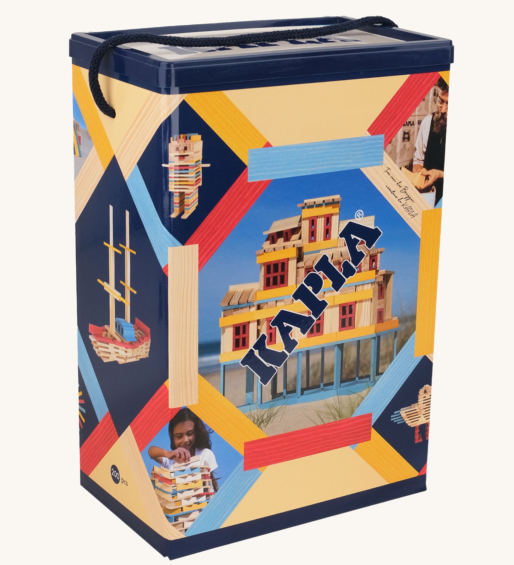 KAPLA Wooden Building Blocks 200 Box in Summer colours.