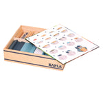 Kapla plastic-free toy blocks Owl case open on a white background showing the blue and white coloured blocks