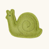 Green felt snail that comes with the Käthe Kruse Waldorf doll Elsa.