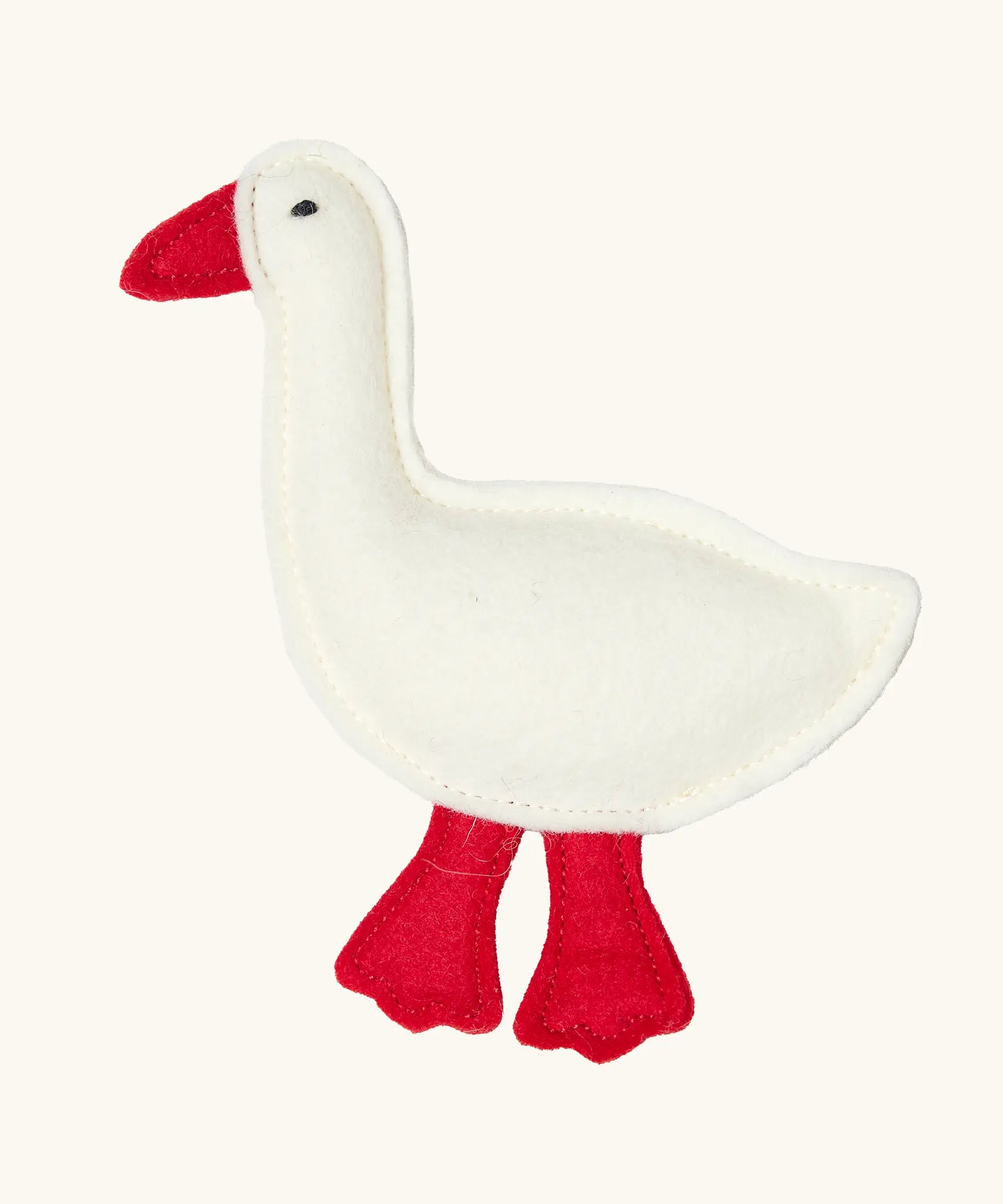 Small white felt goose that comes with the Käthe Kruse Waldorf doll Hannah.