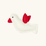 The white felt bird that comes with the Käthe Kruse Waldorf doll Tilda. 