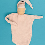 Käthe Kruse rose pink small Waldorf Imp doll baby comforter made with cotton muslin. 