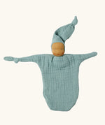 Käthe Kruse turquoise blue small Waldorf Imp doll baby comforter made with cotton muslin. 