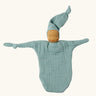 Käthe Kruse turquoise blue small Waldorf Imp doll baby comforter made with cotton muslin. 