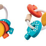 PlanToys Baby Key Rattle on a plain background. 