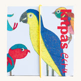 The Kitpas rice bran wax crayons six pack, with a drawing of a bird by Ecru on the box.