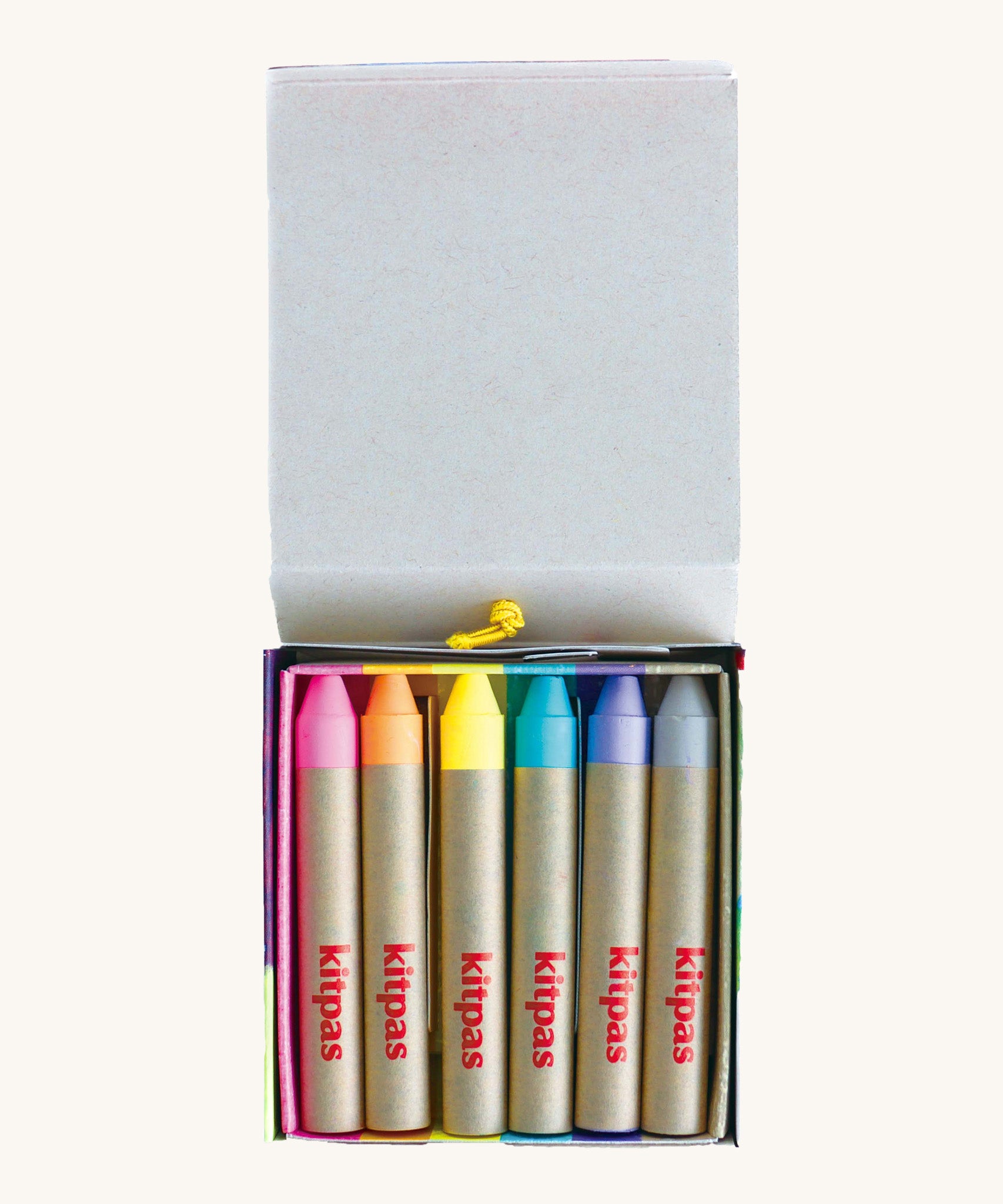 The Kitpas rice bran wax crayons in six pastel colours.
