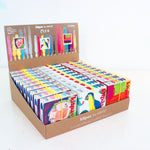 A display box containing all three Kitpas artist collection 6 packs of crayons. The box shows the colours of the crayons inside each pack. 