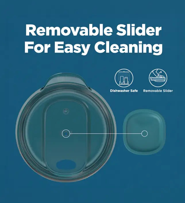 A graphic showing the slider can be removed and is dishwasher safe