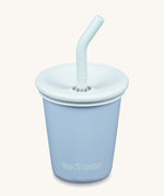 A 10oz Klean Kanteen Steel Kid Cup with Straw Lid in clear sky colour on a plain background.