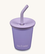 A 10oz Klean Kanteen Steel Kid Cup with Straw Lid in paisley purple colour on a plain background.