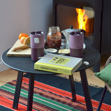 Pair of Klean Kanteen dusty orchid 16oz stainless steel rise tumblers standing on a table next to breakfast items