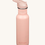 A Klean Kanteen 18oz Classic Narrow Leakproof Flip Seal Sports Cap Reusable Stainless Steel Water Bottle in a light pink peach parfait colour. 