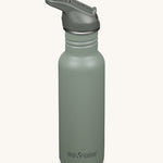 A Klean Kanteen 18oz Classic Narrow Leakproof Flip Seal Sports Cap Reusable Stainless Steel Water Bottle in a sea spray green colour. 