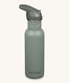 A Klean Kanteen 18oz Classic Narrow Leakproof Flip Seal Sports Cap Reusable Stainless Steel Water Bottle in a sea spray green colour. 