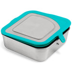 Klean Kanteen 20oz food box with lid slightly opened on a white background