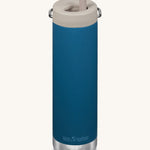 A Klean Kanteen 20oz TKWide in cosair blue with 
 a taupe Twist Cap on a plain background. 
