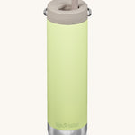 A Klean Kanteen 20oz TKWide in shadow lime with 
 a taupe Twist Cap on a plain background. 