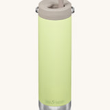 A Klean Kanteen 20oz TKWide in shadow lime with 
 a taupe Twist Cap on a plain background. 