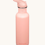 A Peach Parfait Pink coloured Klean Kanteen 27oz Classic Narrow Flip Seal Sports Cap Reusable Stainless Steel Water Bottle.