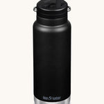 A Klean Kanteen 32oz black coloured TKWide with a Twist Straw Cap on a plain background.