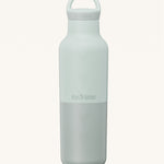 A Klean Kanteen 20oz rise insulated Reusable Stainless Steel Water Bottle with loop cap in a barely blue colour. 
