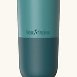 Klean Kanteen 16oz tumbler with slide lid in Brittany blue. A stainless steel tumbler in a green blue finish 