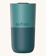 Klean Kanteen 16oz tumbler with slide lid in Brittany blue. A stainless steel tumbler in a green blue finish 