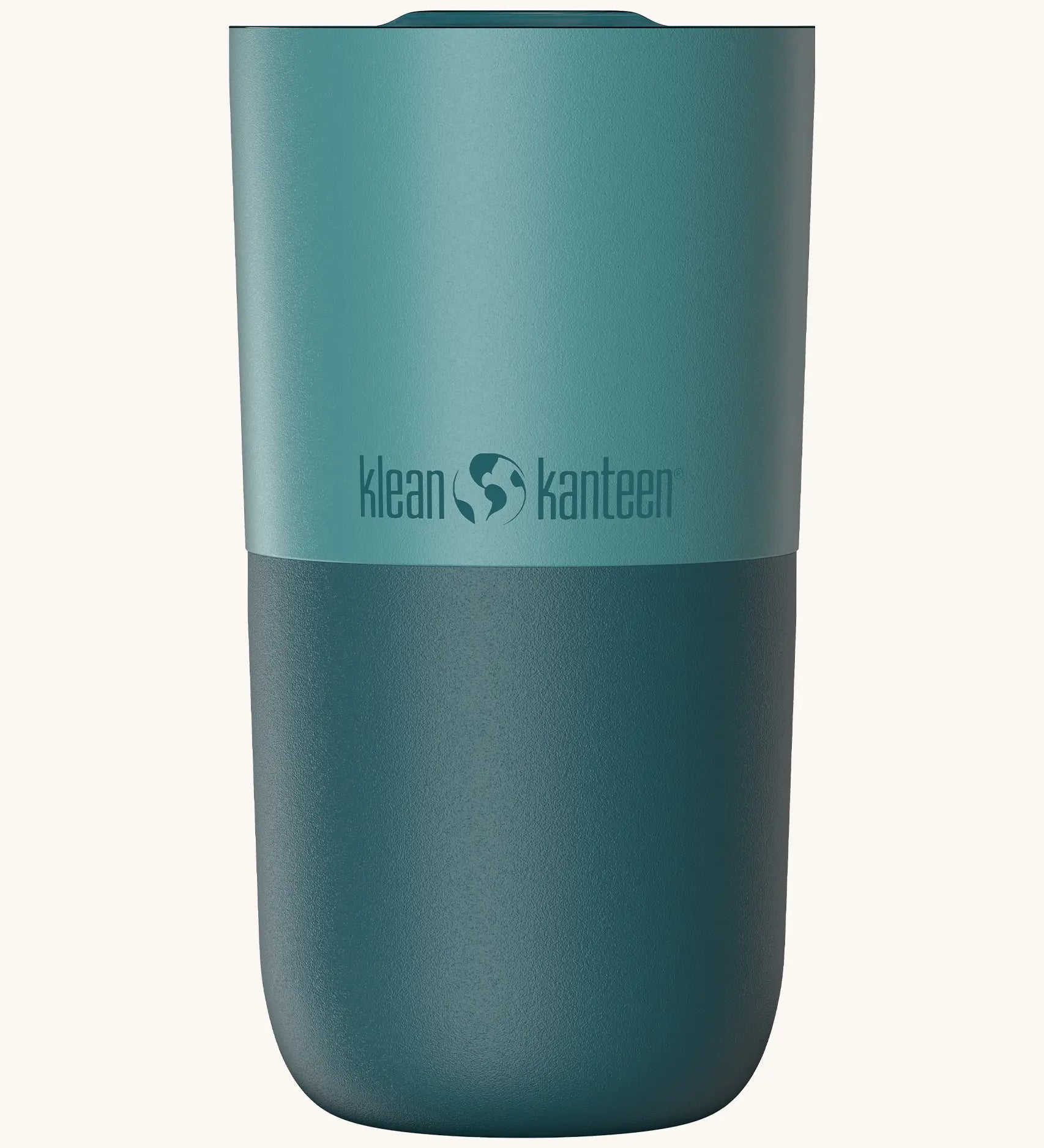 Klean Kanteen 16oz tumbler with slide lid in Brittany blue. A stainless steel tumbler in a green blue finish 