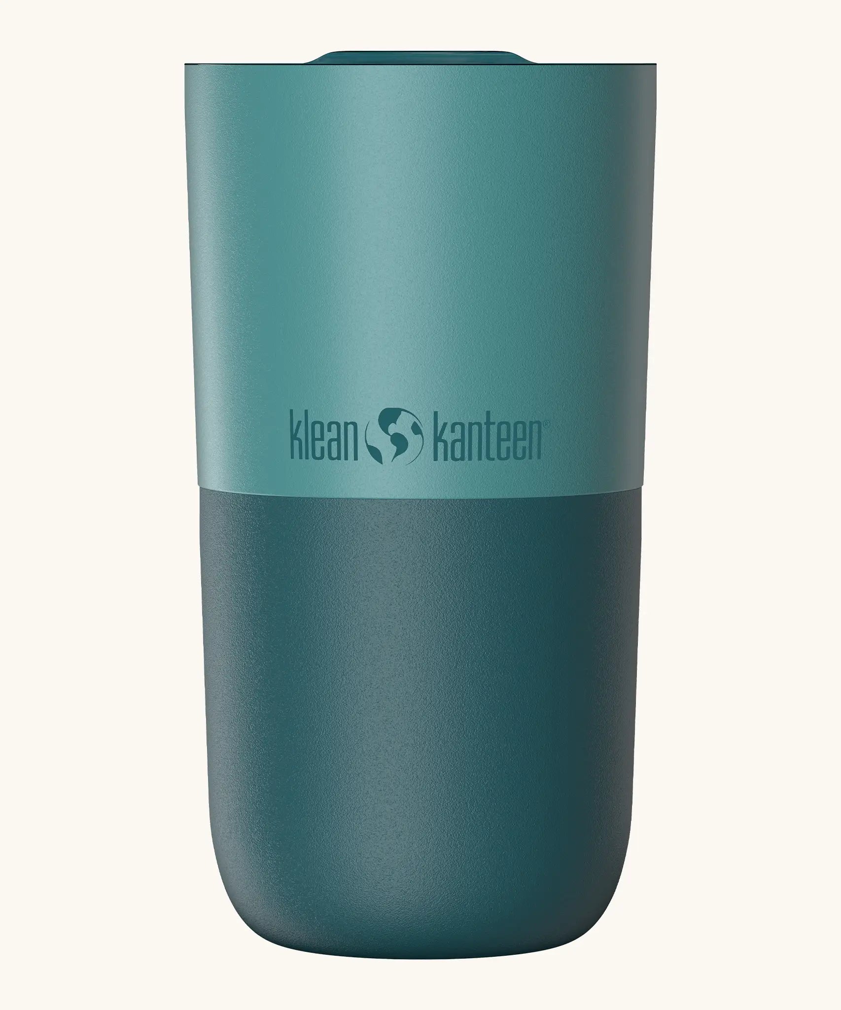 Klean Kanteen 16oz tumbler with slide lid in Brittany blue. A stainless steel tumbler in a green blue finish 