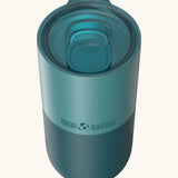 Klean Kanteen 16oz tumbler in Brittany blue showing a matching splash proof slide lid on top
