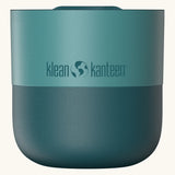 Klean Kanteen 8oz lowball tumbler with slide lid in Brittany blue. A stainless steel tumbler in a green blue finish 
