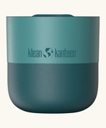 Klean Kanteen 8oz lowball tumbler with slide lid in Brittany blue. A stainless steel tumbler in a green blue finish 