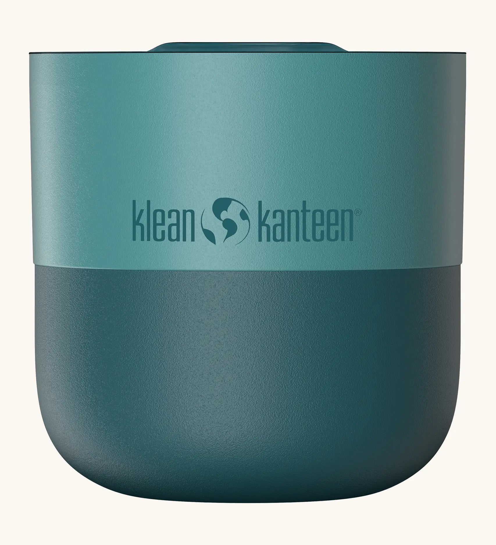 Klean Kanteen 8oz lowball tumbler with slide lid in Brittany blue. A stainless steel tumbler in a green blue finish 