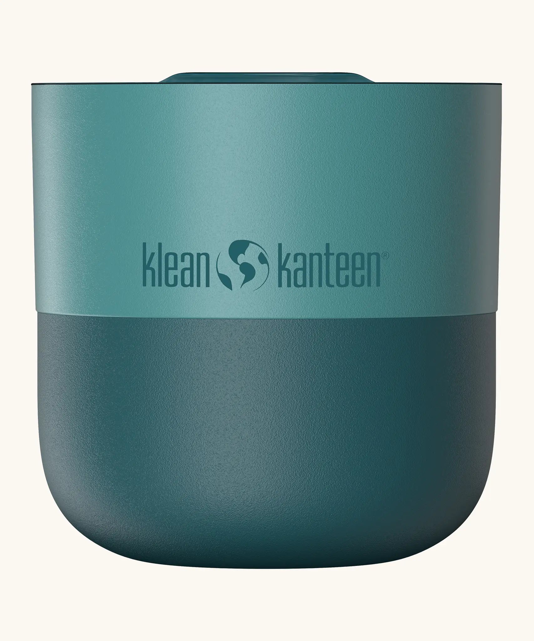 Klean Kanteen 8oz lowball tumbler with slide lid in Brittany blue. A stainless steel tumbler in a green blue finish 