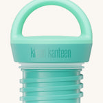 A close up of the Klean Kanteen cabbage loop cap that fits on the 20oz classic rise bottle available at Babipur showing the thread and loop hand detail
