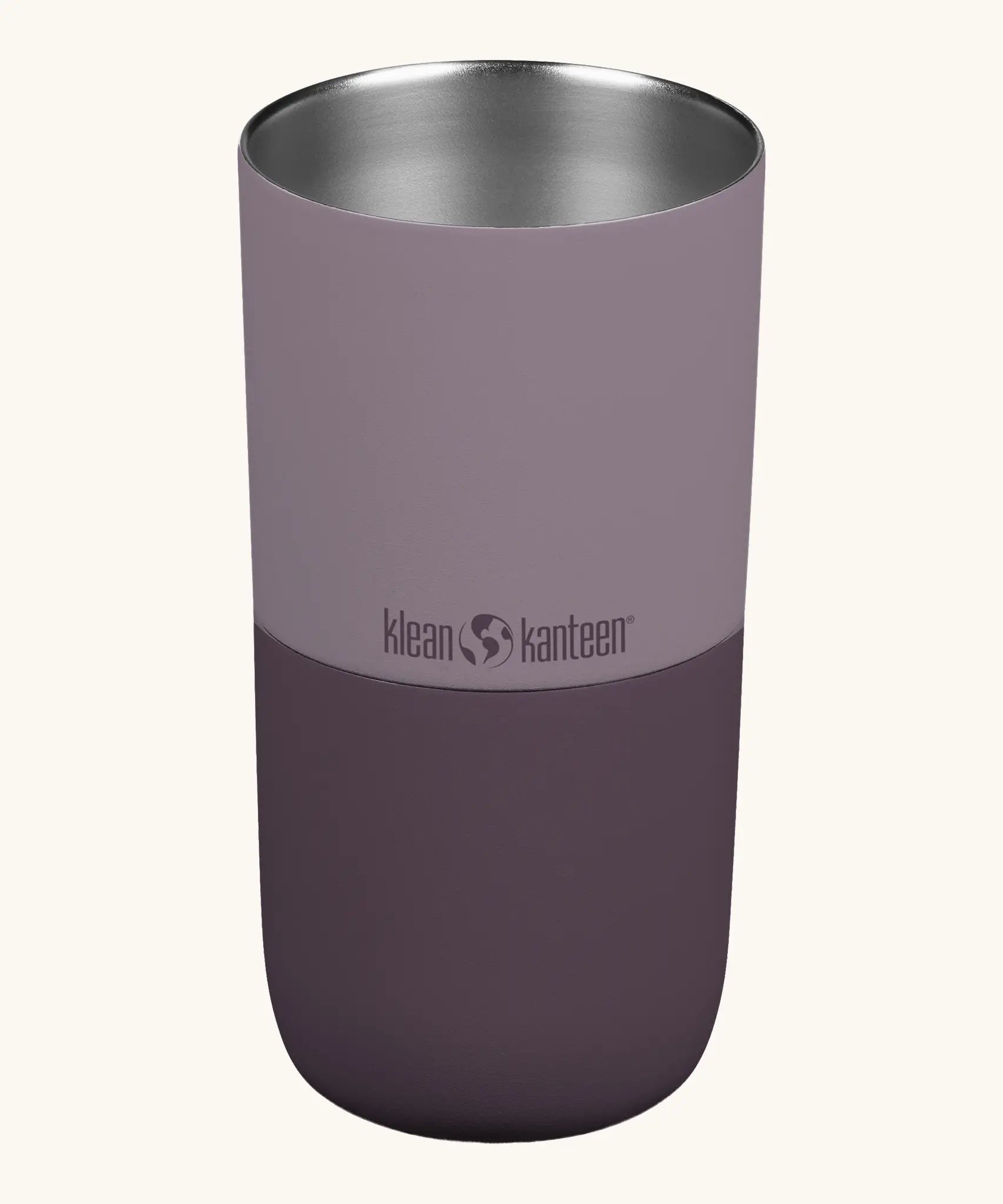 Klean Kanteen 16oz tumbler with slide lid in dusty orchid showing the lid off the top