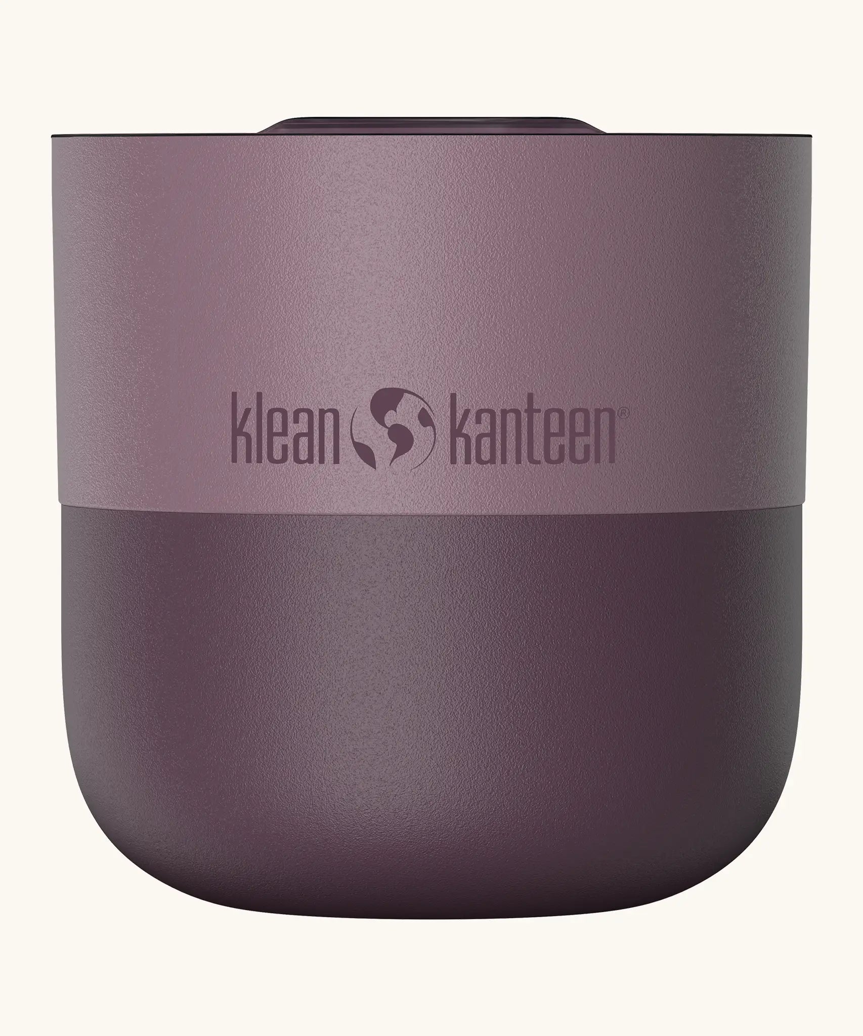 Klean Kanteen 8oz lowball tumbler with slide lid in dusty orchid. A stainless steel tumbler in a dark purple finish 