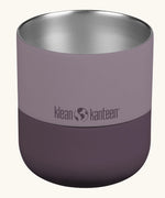 Klean Kanteen 8oz lowball tumbler with slide lid in dusty orchid showing the lid off the top