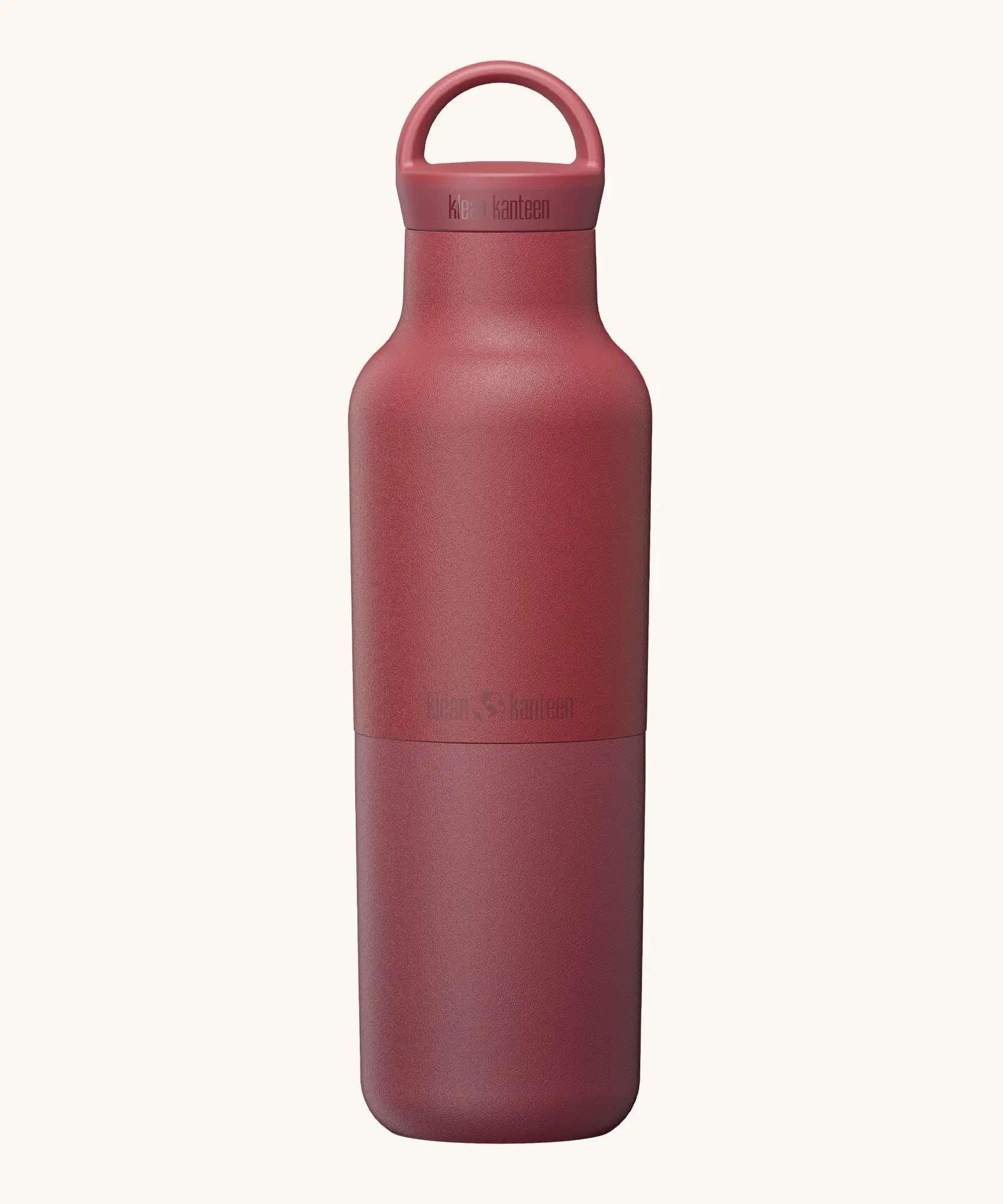 Klean Kanteen 20oz garnet red stainless steel  insulated classic bottle with matching arch loop cap