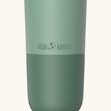 Klean Kanteen 16oz tumbler with slide lid in iceberg. A stainless steel tumbler in a green finish 
