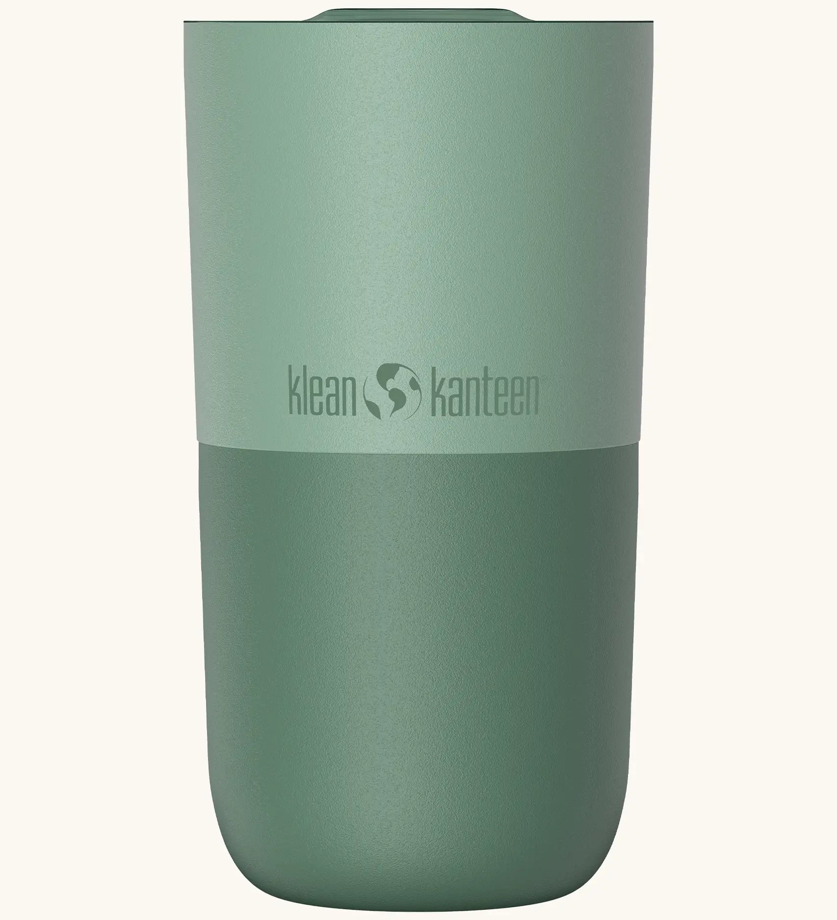 Klean Kanteen 16oz tumbler with slide lid in iceberg. A stainless steel tumbler in a green finish 