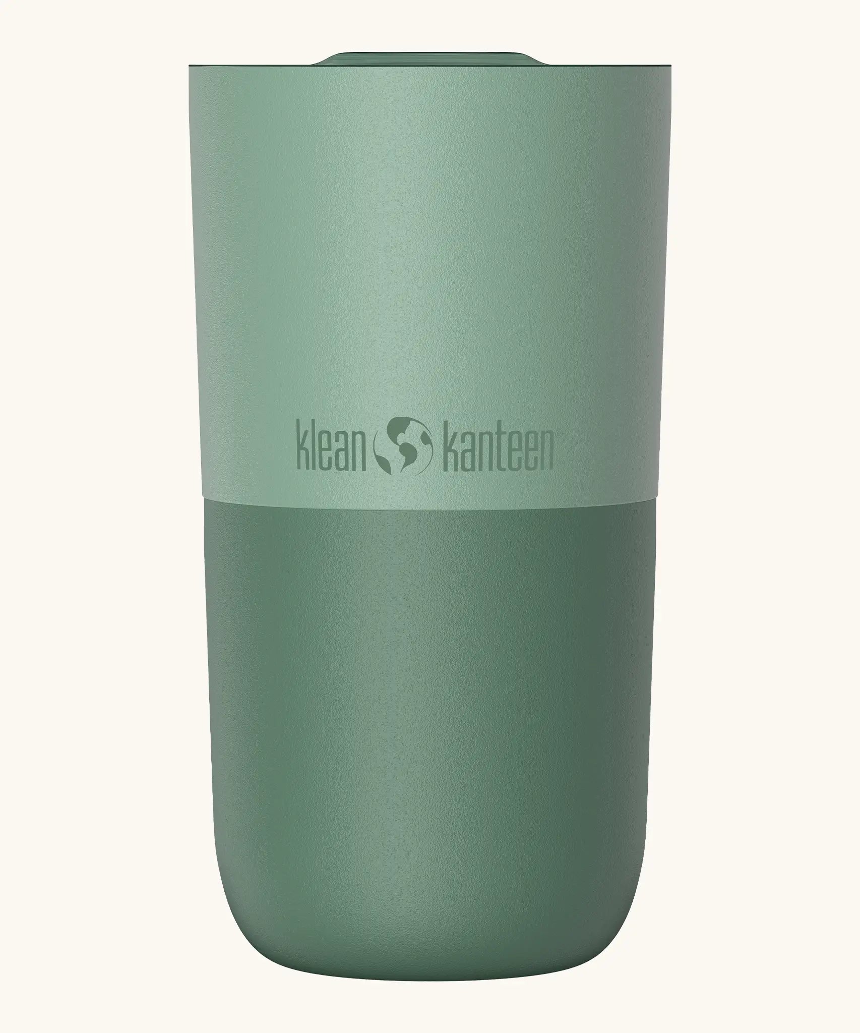 Klean Kanteen 16oz tumbler with slide lid in iceberg. A stainless steel tumbler in a green finish 