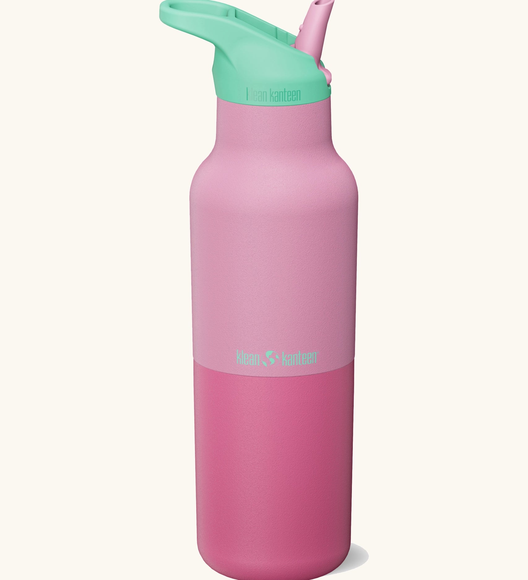 Klean Kanteen Rise Insulated Classic Bottle with Flip Seal Cap in limited edition Cashmere Rose pink and teal colourway.
