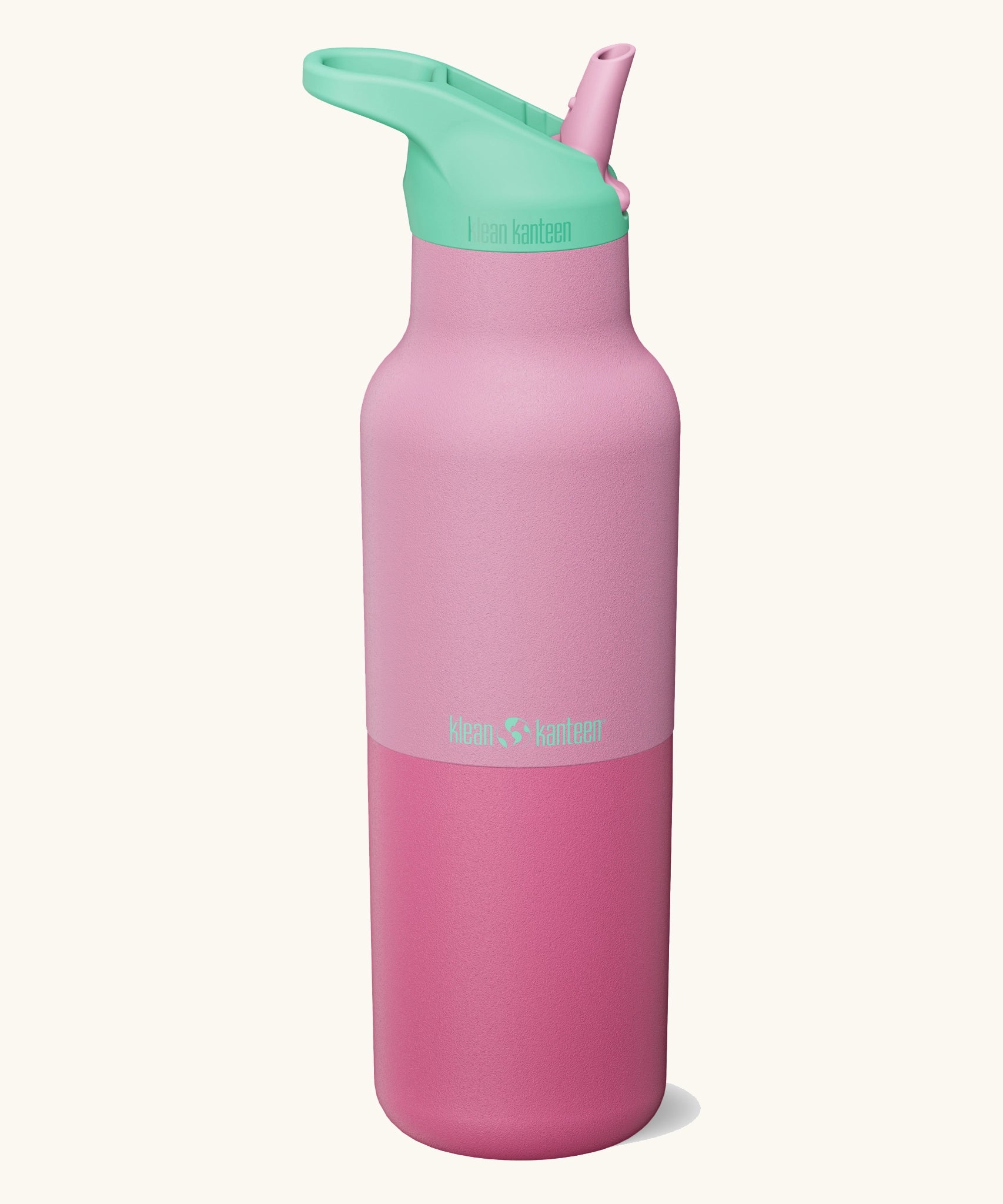 Klean Kanteen Rise Insulated Classic Bottle with Flip Seal Cap in limited edition Cashmere Rose pink and teal colourway.