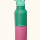 Klean Kanteen Rise Insulated Classic Bottle with Flip Seal Cap in limited edition Parakeet pink and green colourway.