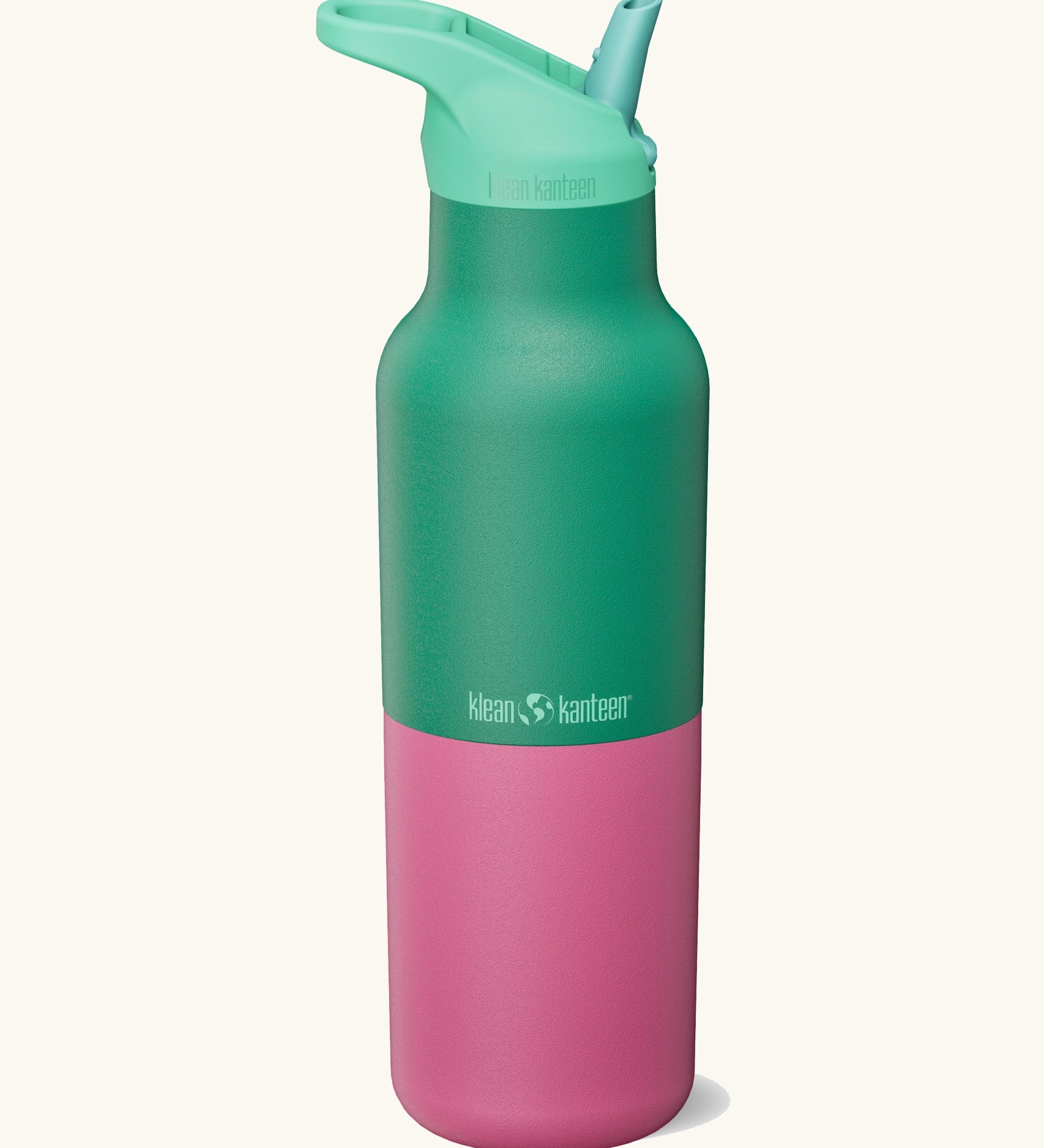 Klean Kanteen Rise Insulated Classic Bottle with Flip Seal Cap in limited edition Parakeet pink and green colourway.
