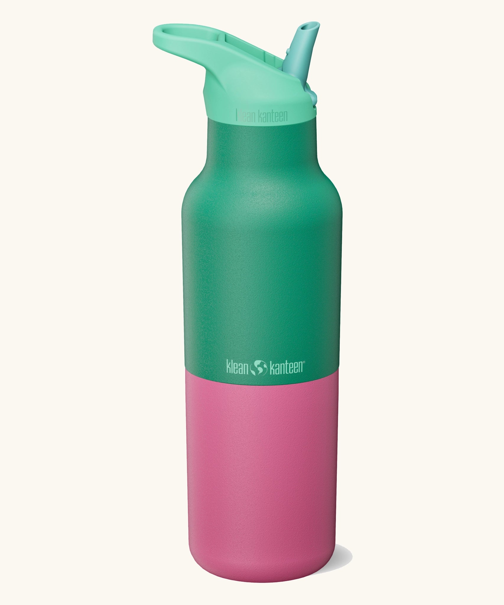 Klean Kanteen Rise Insulated Classic Bottle with Flip Seal Cap in limited edition Parakeet pink and green colourway.