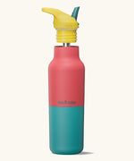 Klean Kanteen Cayenne Rise Insulated Classic Bottle with Flip Seal Cap raised, showing reusable and removable metal straw.
